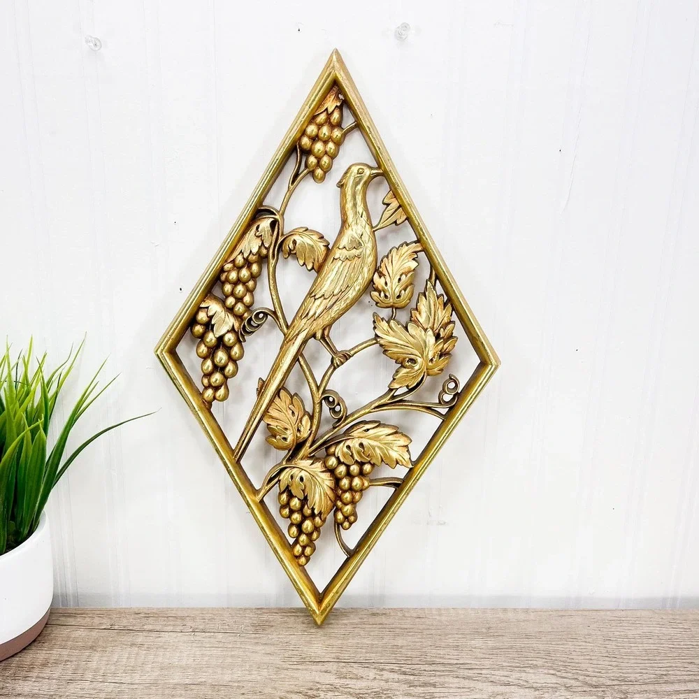 Faux Brass Bird Wall‎ Hanging - Gold Interior Decor
